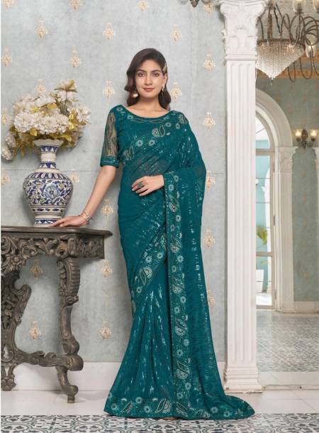 Kalista Lime Sequence Worked Party Wear Sarees Catalog
